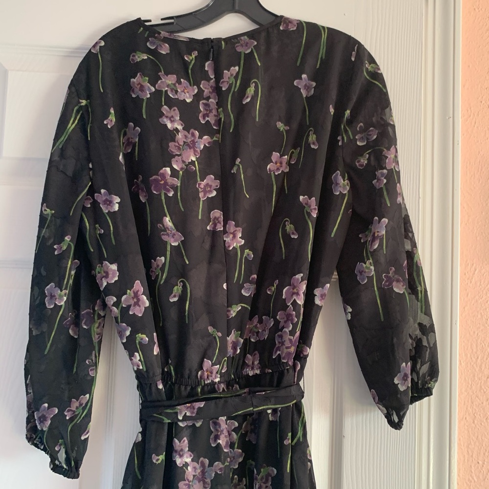 RALPH LAUREN Black Floral Print Jacquard Dress